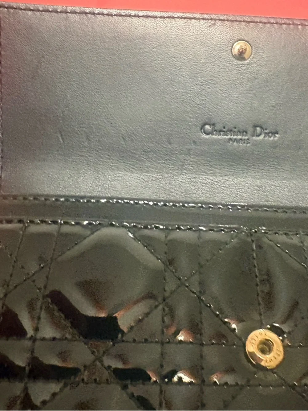 Dior Lady Dior Patent Cannage Long Wallet